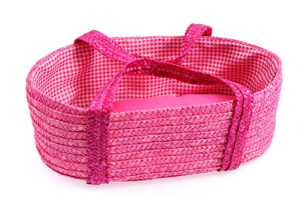 Doll/Teddy Straw Carry Basket - Pink