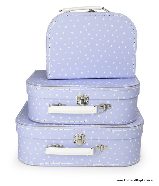 Egmont Suitcase Set 3 - Pale Blue with Little White Dots