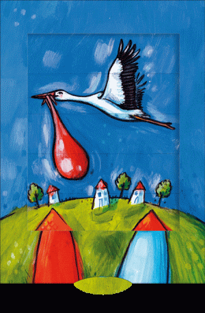 Greeting Cards 2-Way Animated Design - Stork