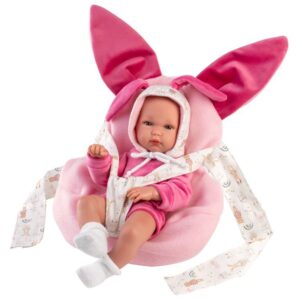 Llorens doll 35 cm - Bimba Newborn with bunny baby carrier